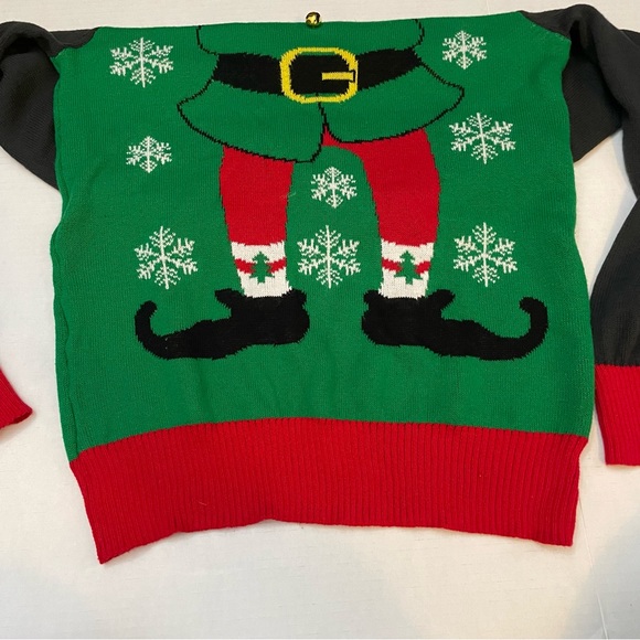 Elf Ugly Christmas Sweater Crewneck, Multicolored, Size Small - Picture 7 of 10